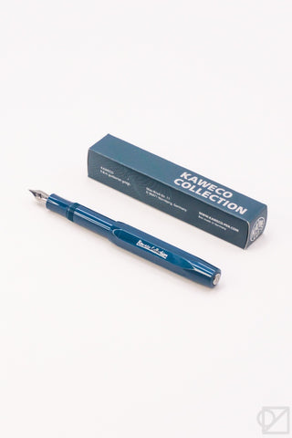 Teal Kaweco Sport fountain pen with metal nib and clip, cap off