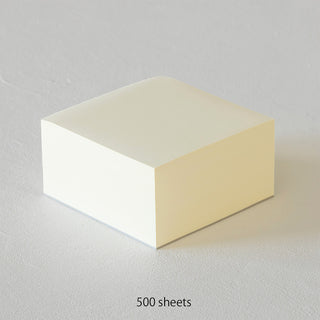 Cream blank memo pad block with 500 sheets shown on the image