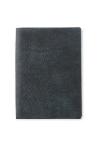 Navy leather 6-ring A5 binder with smooth textured cover.
