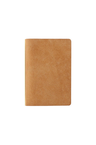 Beige mini leather 6-ring binder, closed with rounded corners