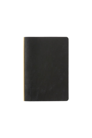Black mini leather 6-ring binder with smooth cover and stitched edges