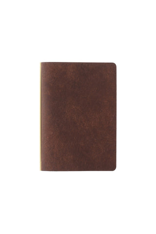 Brown leather mini 6-ring binder, front cover view