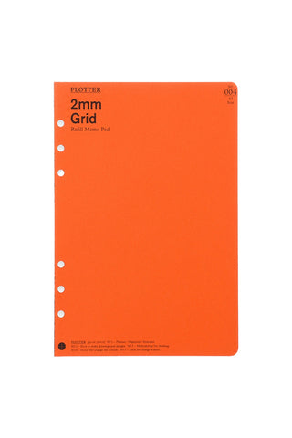 PLOTTER 2mm grid memo pad refill, A5, orange cover with punched holes