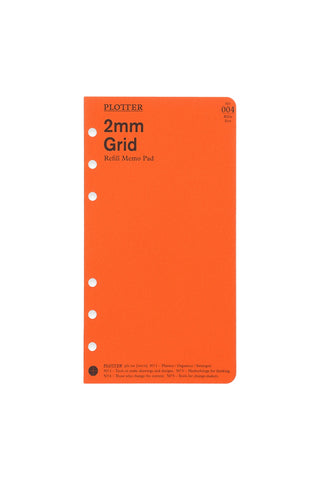 PLOTTER refill memo pad, 2mm grid, Bible size, orange package front view