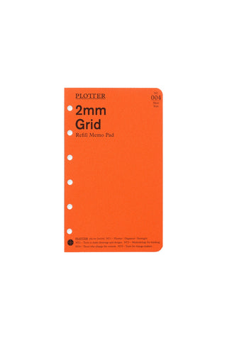 PLOTTER 2mm grid mini refill memo pad, orange cover packaging with product details