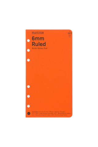 PLOTTER 6mm ruled memo pad refill, orange cover, bible size, punched holes on left