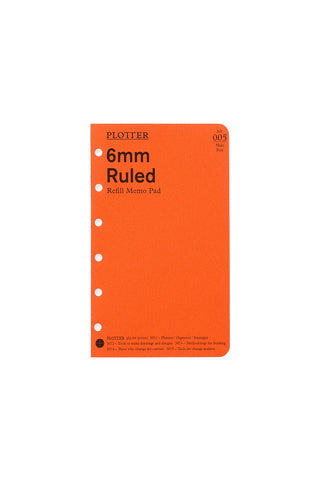 PLOTTER refill memo pad, 6mm ruled mini size, orange package with tab holes