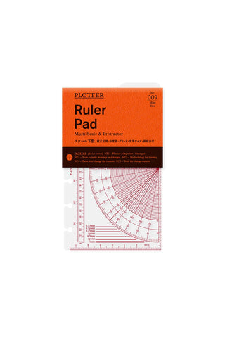 PLOTTER mini ruler pad package with multi-scale protractor markings