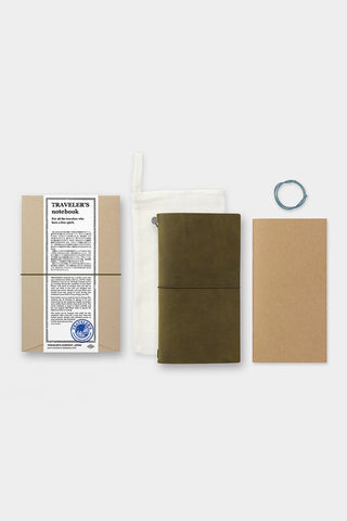 Olive notebook kit with bundled covers and accessories including cord and ring