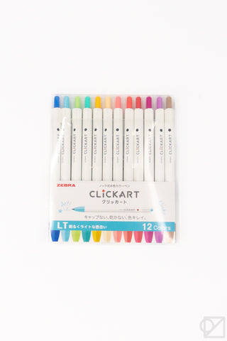 Retractable 12-color marker pen set in clear box, light pastel shades