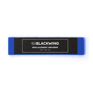 Replacement erasers set of ten in blue-and-black package