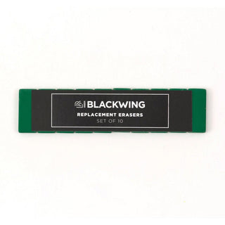Replacement erasers set of ten in green-and-black package
