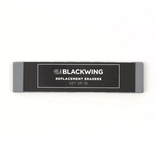 Replacement erasers set of ten in gray-and-black package
