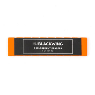 Replacement erasers set of ten in orange-and-black package