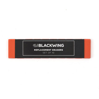 Blackwing replacement erasers set of 10, orange-and-black eraser bar