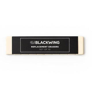 Blackwing replacement erasers set of 10, cream-and-black eraser bar