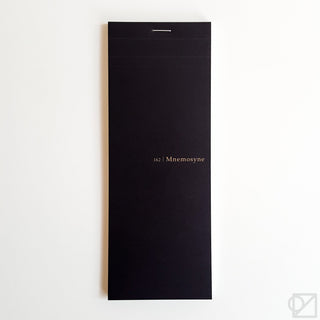 Black vertical grid notepad with handle cutout and gold "Mnemosyne" logo