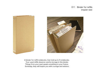 Traveler's notebook 011 archive binder, kraft refill binder for storing multiple notebooks