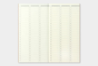 Weekly planner page with small date numbers in vertical columns