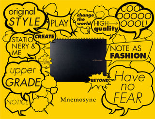 A6 daily notebook concept graphic cover with yellow speech bubbles and black text