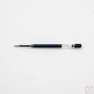 Black gel pen refill with clear grip section and 0.5 mm exposed tip