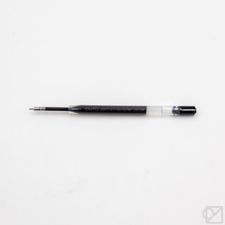 Black ballpoint refill cartridge with clear tip and metal front collar