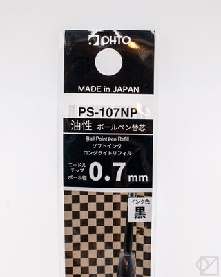 OHTO PS-107NP 0.7mm black ballpoint refill, Made in Japan package
