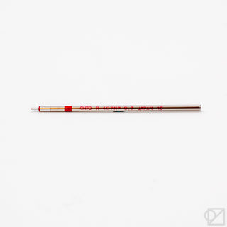 Ballpoint pen refill, 0.7mm tip, red end band on silver barrel