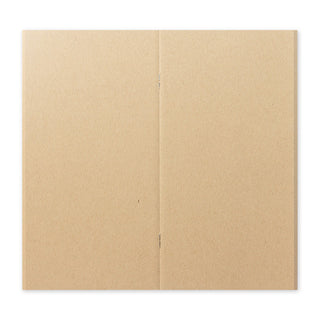 Kraft paper notebook cover with stitched spine and two-panel opening