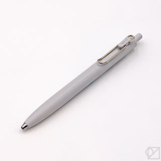 Uni-Ball One F 0.38mm gel pen, light gray barrel with metal clip and tip