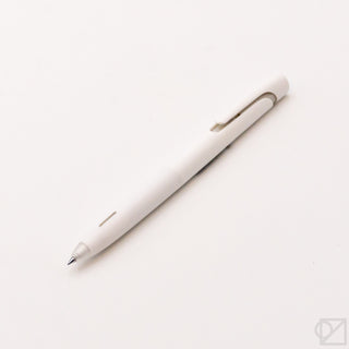 0.5 mm gel pen, white barrel with pointed tip and side clip